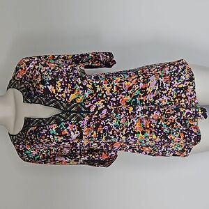 BCBG MaxAzria purple/brown/colorful splotchy tunic top-M